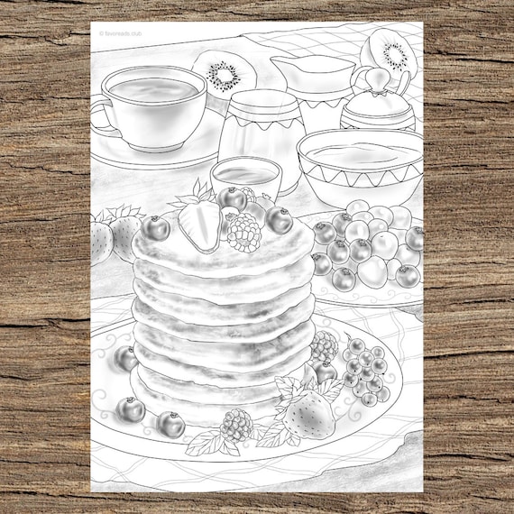 Pancakes printable adult coloring page from favoreads coloring book pages for adults and kids coloring sheets colouring designs