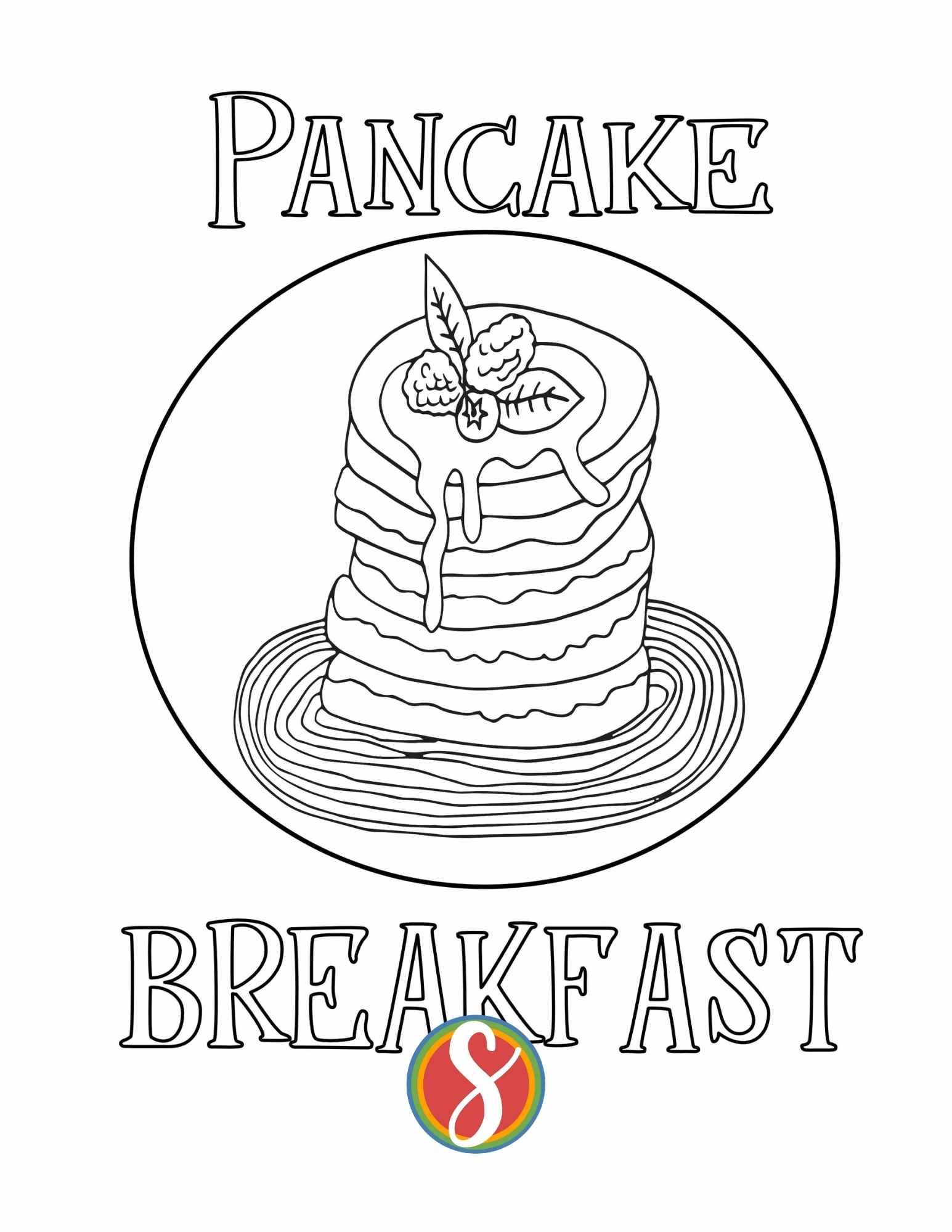 Free pancakes coloring pages â stevie doodles