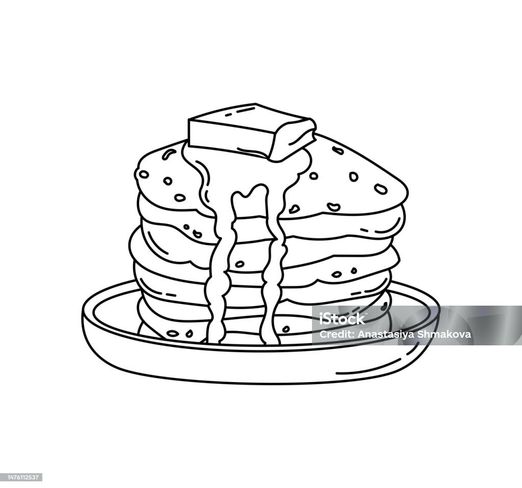 Pancake doodle coloring book with vector illustration for kids stock illustration