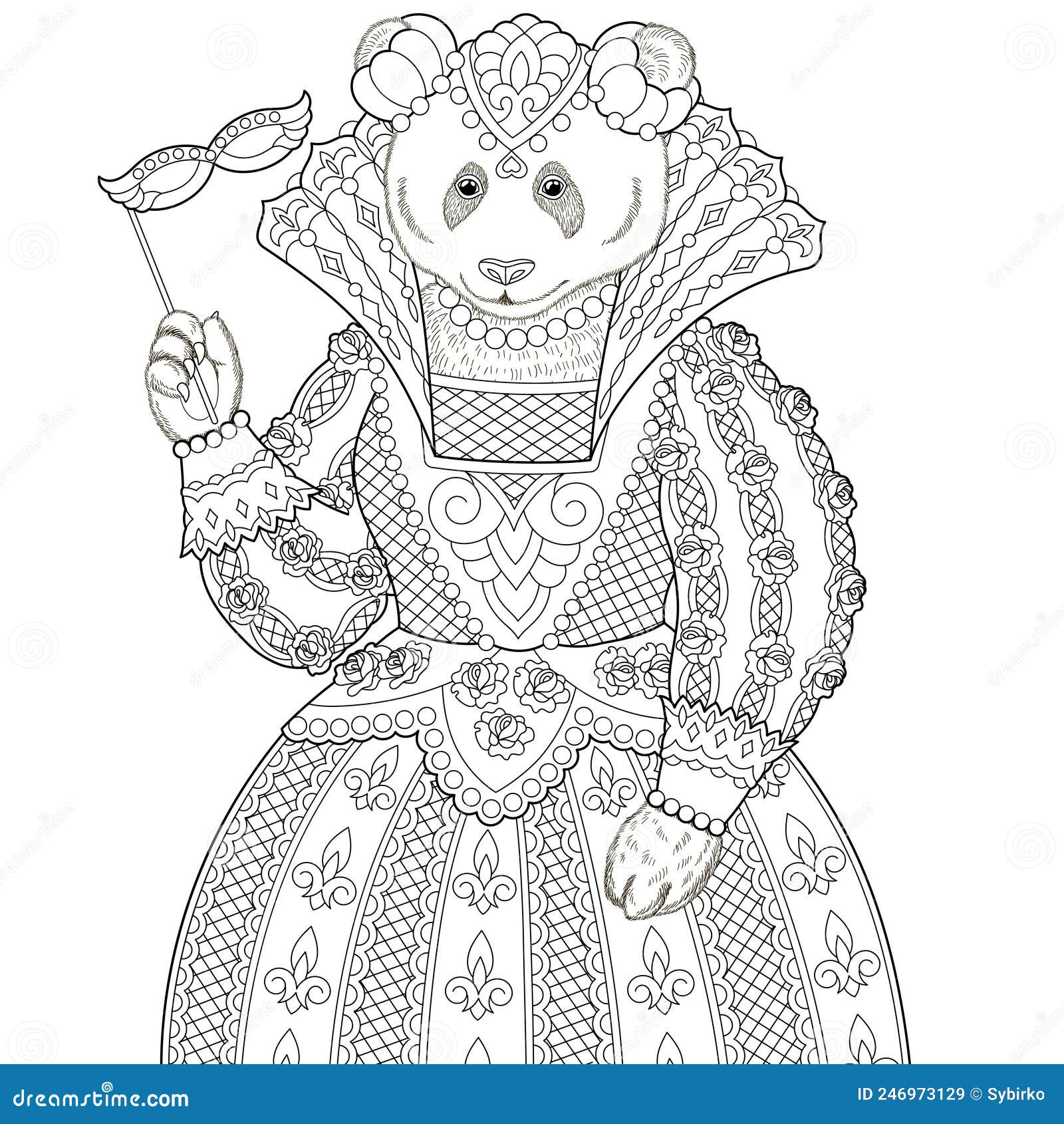 Panda bear coloring book page stock vector