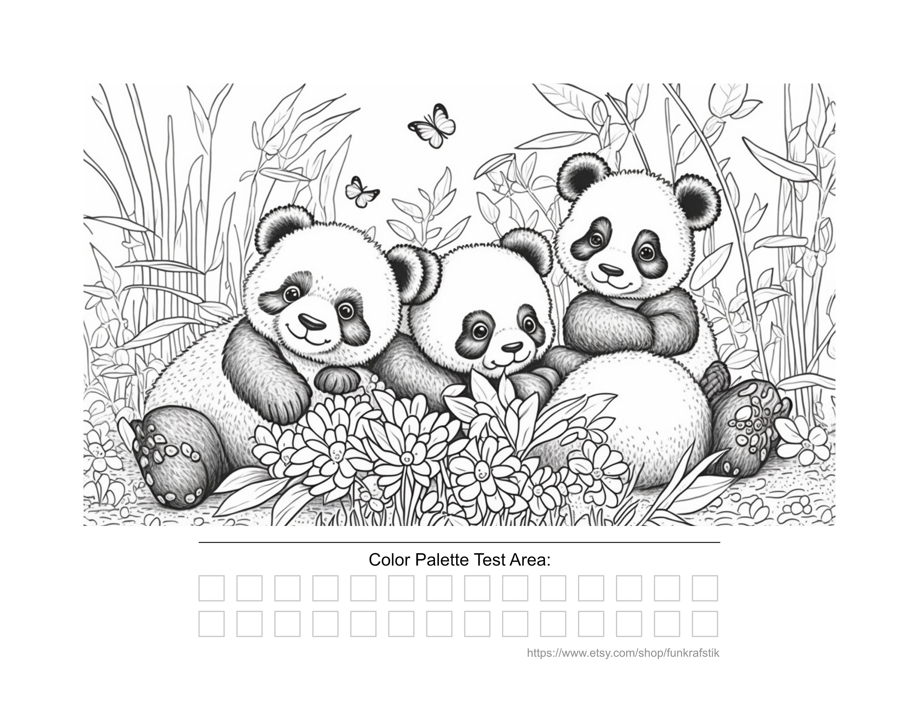 Panda bear cubs coloring pages for adults adult coloring pages printable adult coloring digital file printable pdf file with bonus