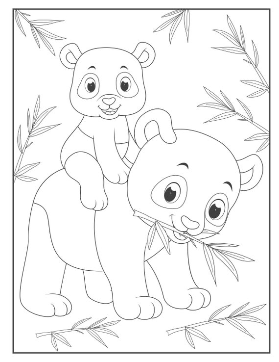 Printable panda coloring pages for children instant download