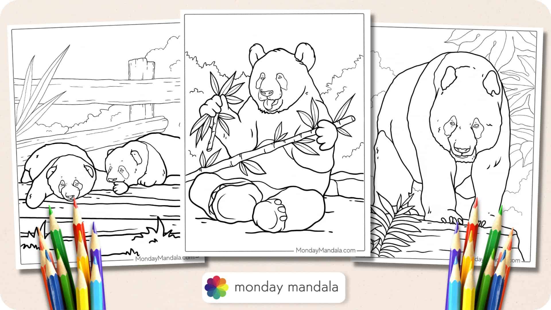 Panda coloring page free pdf printables