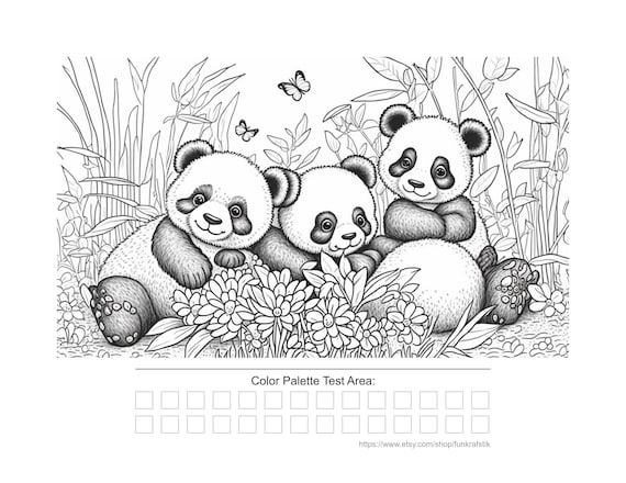 Panda bear cubs coloring pages for adults adult coloring pages printable adult coloring digital file printable pdf file with bonus