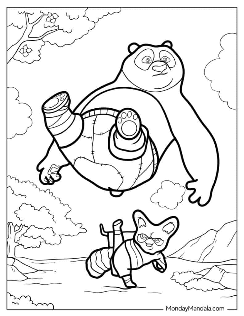 Kung fu panda coloring pages free pdf printables