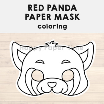 Red panda paper mask printable asian animal coloring jungle craft activity