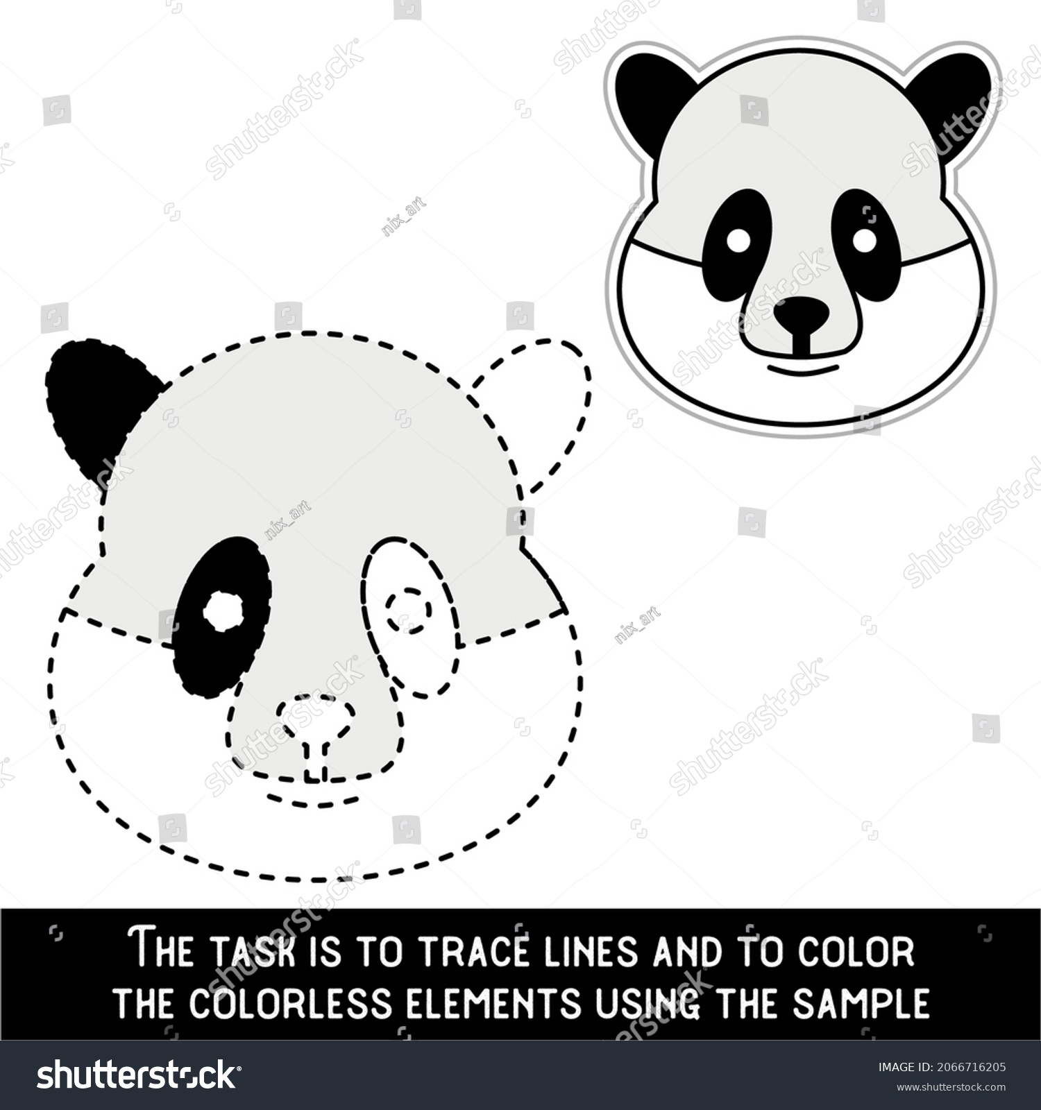 Color panda face restore dashed lines stock vector royalty free