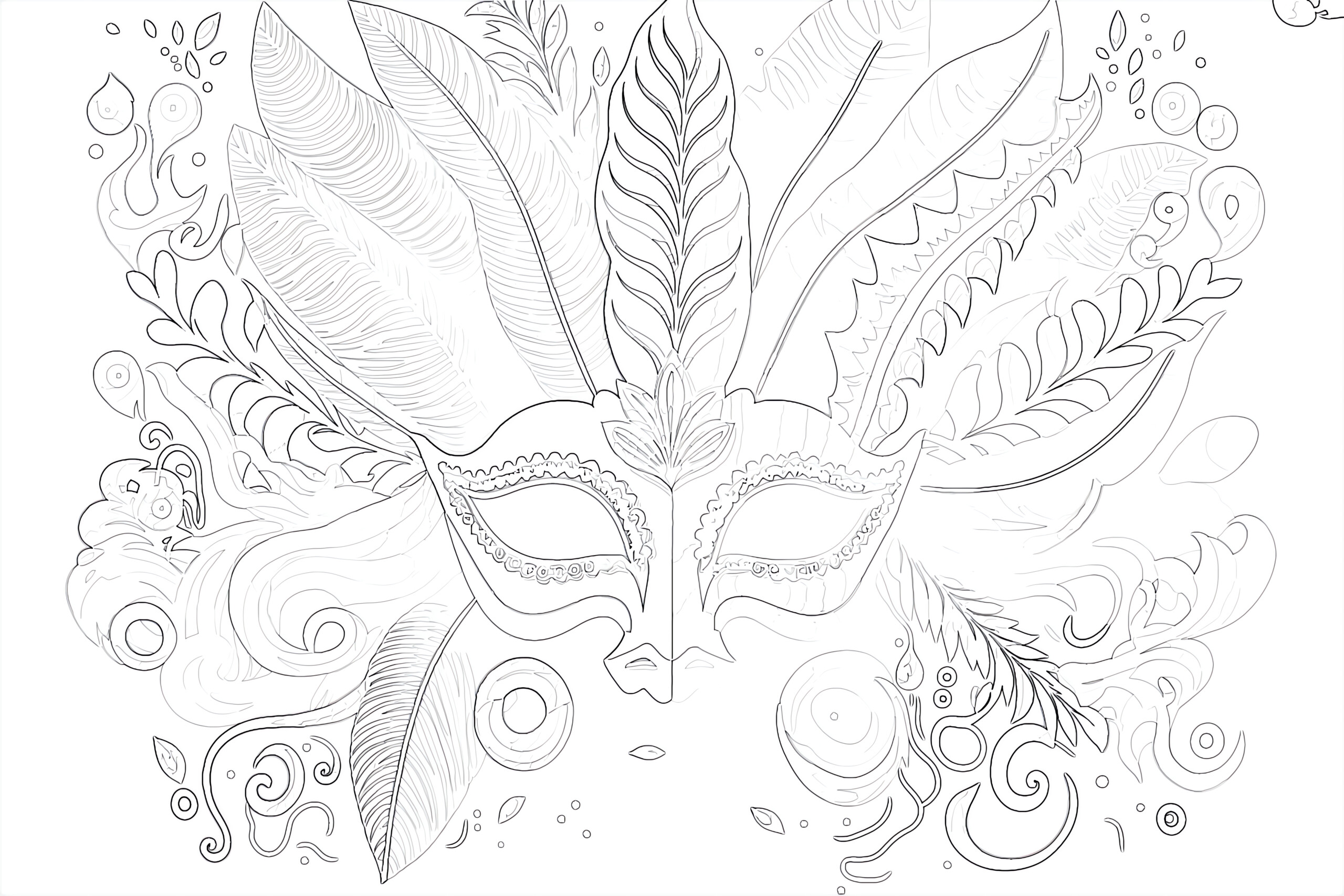 Printable adult colorful mask coloring page