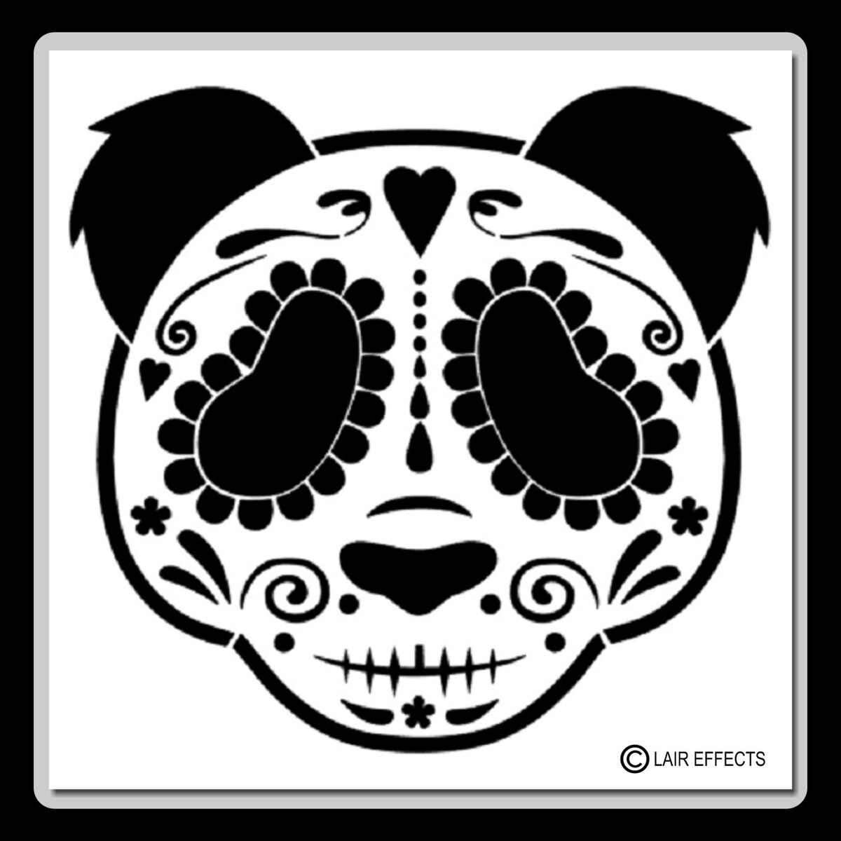 Sugar skull panda bear stencil animalhalloweenday of dead available sizes