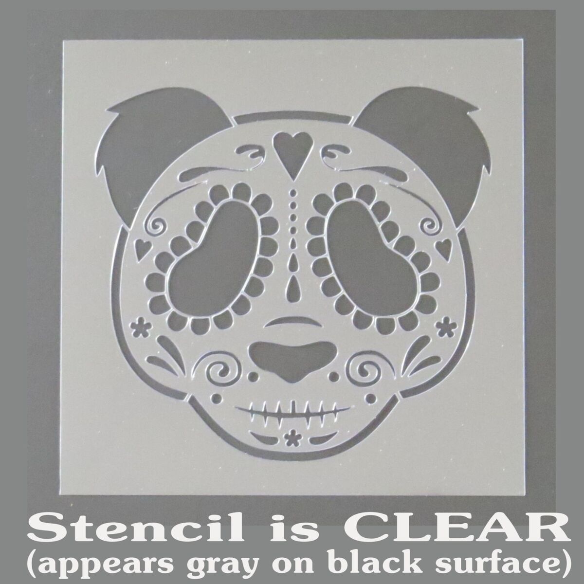 Sugar skull panda bear stencil animalhalloweenday of dead available sizes