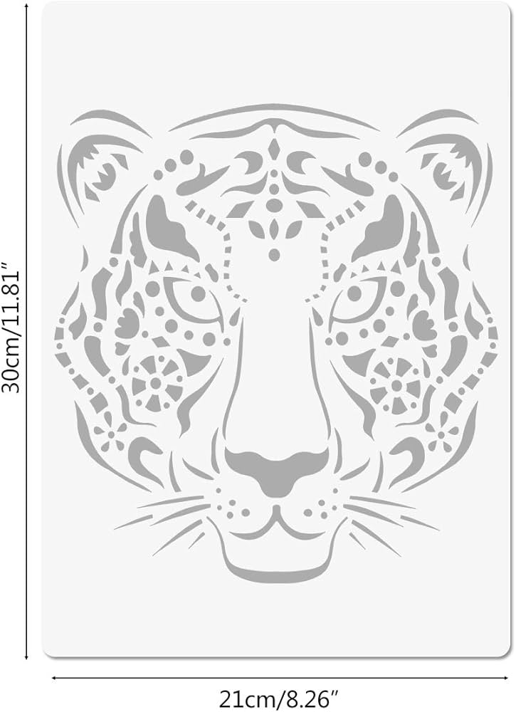 Tiger wolf lion heads stencils for painting pack of a reusable panda cat dog animal head wall stencil template for diy projects scrapbook floors fabric furniture glass wood x