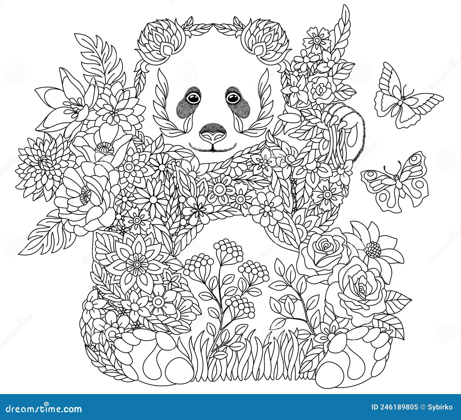 Panda bear coloring page stock vector illustration of line