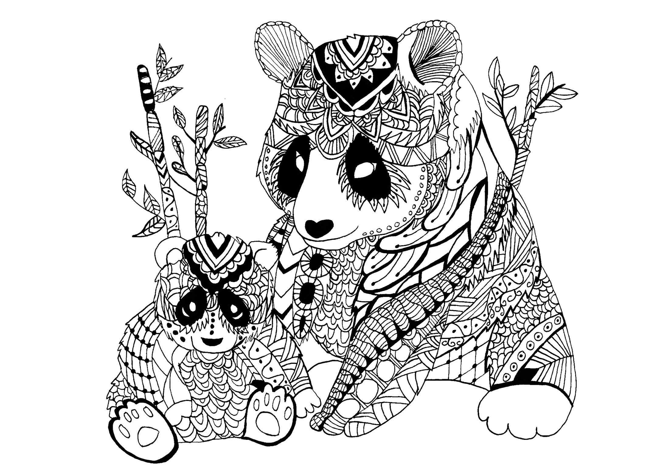 Printable panda coloring pages for kids