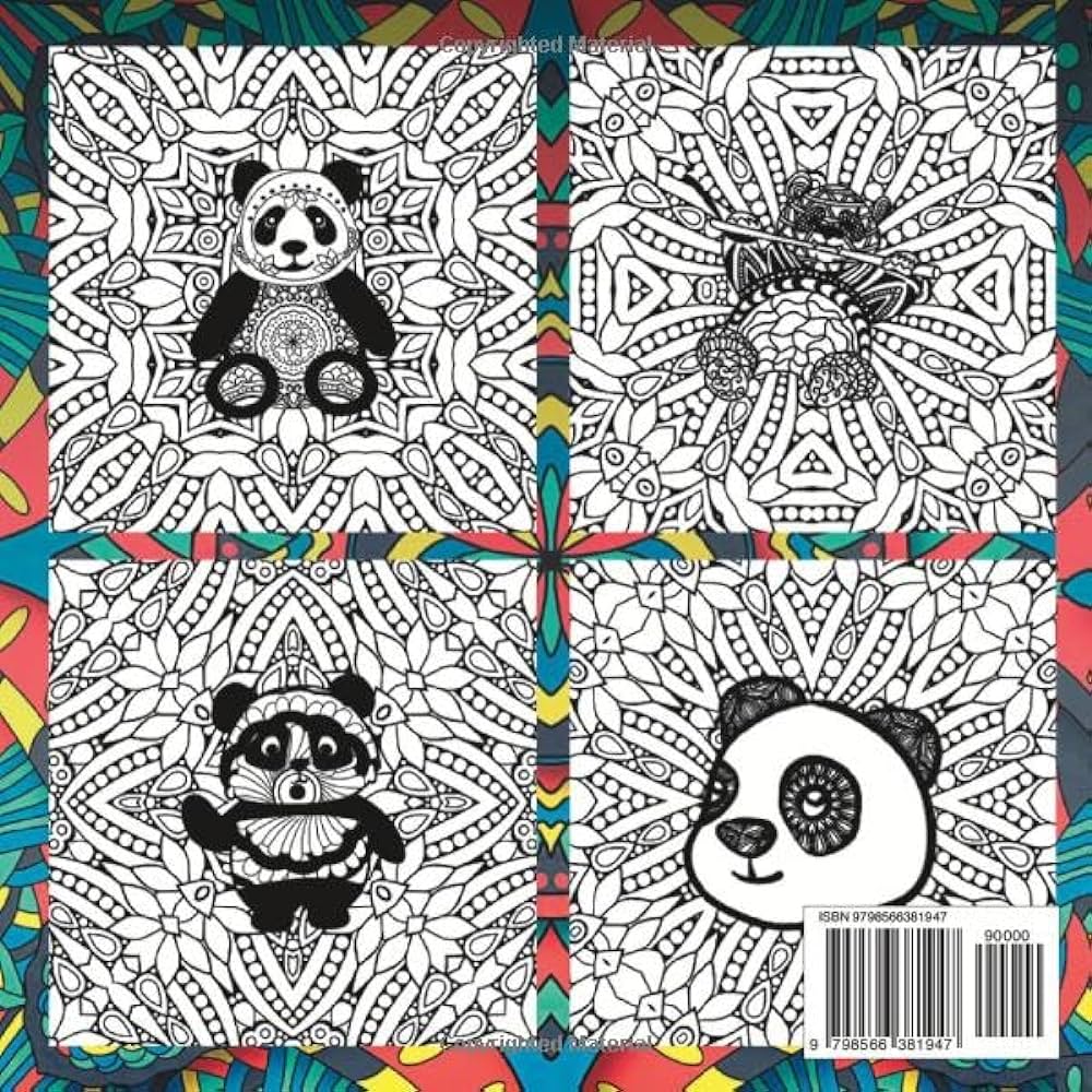 Panda coloring book stress relief relaxation for adult or kid