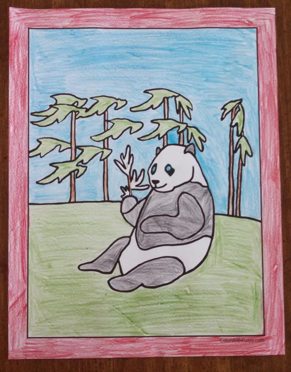 Panda coloring pages bamboo and baby pandas