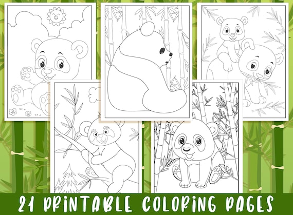 Panda coloring pages printable panda coloring pages for kids boys girls teens panda birthday party activity instant download