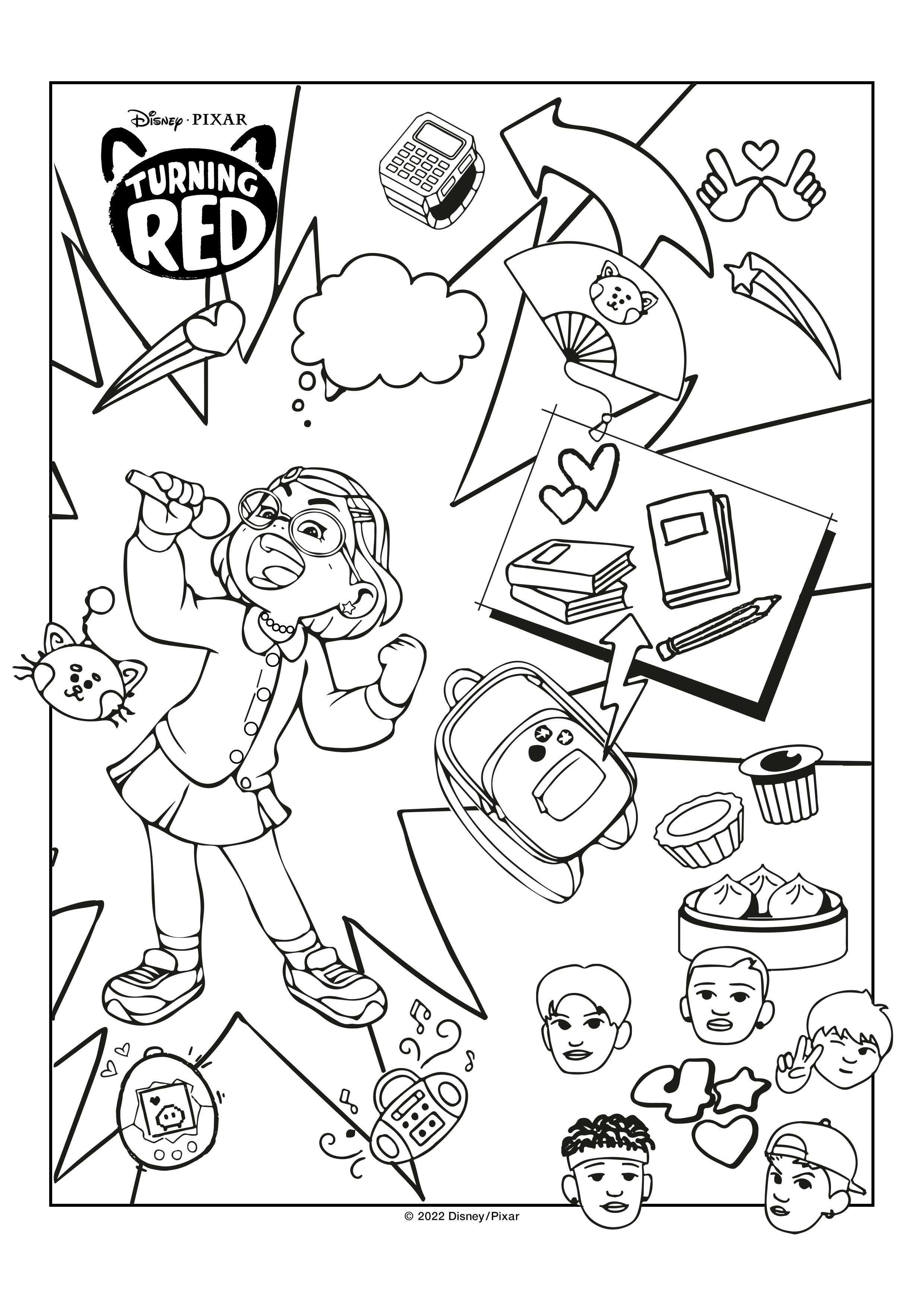 Turning red coloring pages and activity sheets