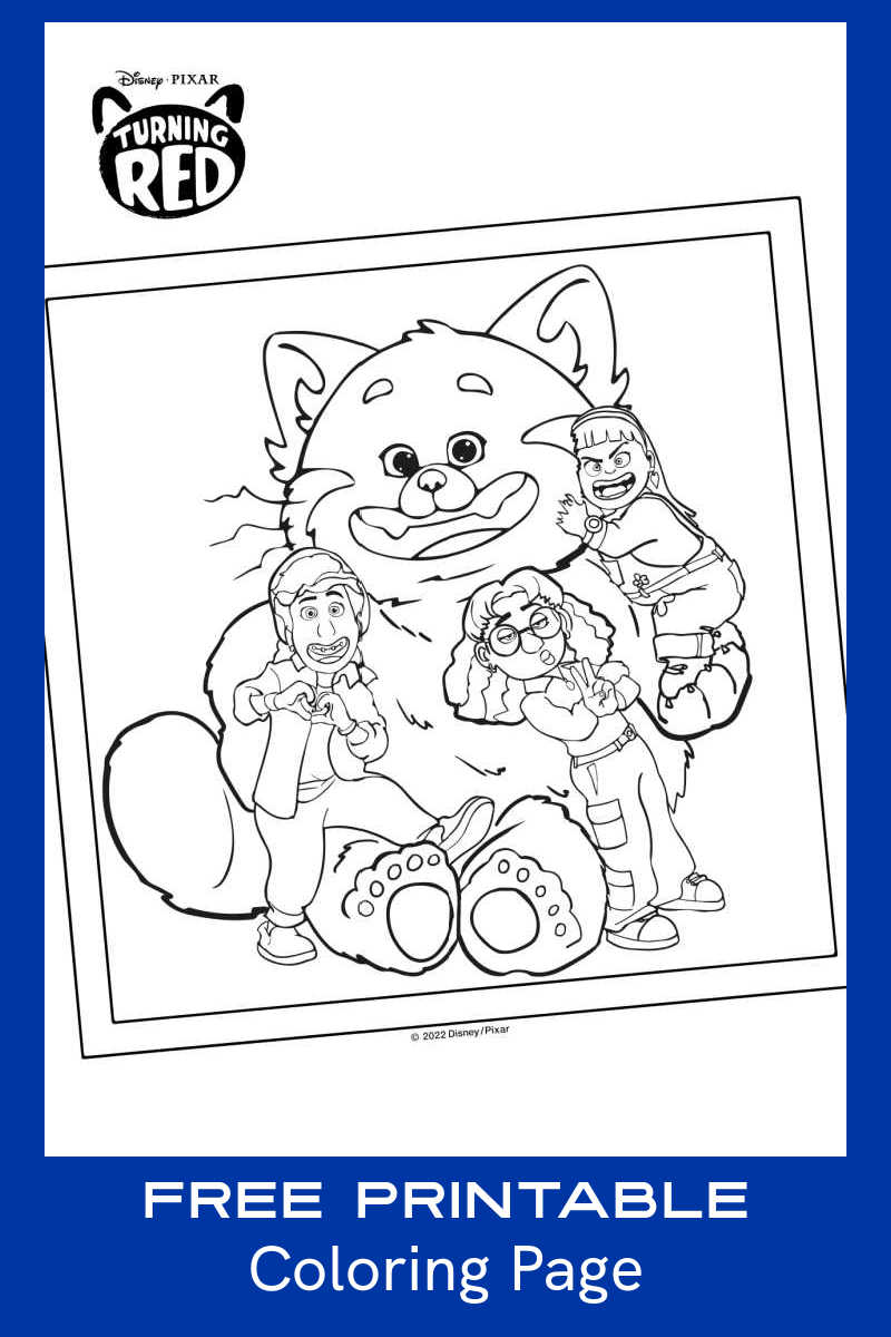 Free printable turning red panda coloring page