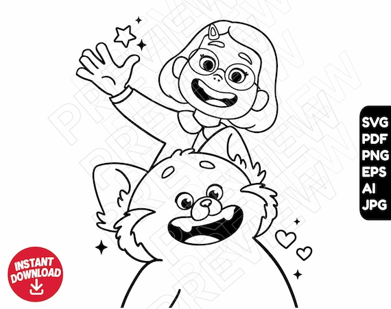 Buy turning red mei lee svg red panda png cut file outline silhouette clipart online in india