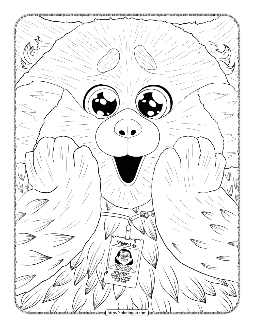 Turning red cute panda coloring pages