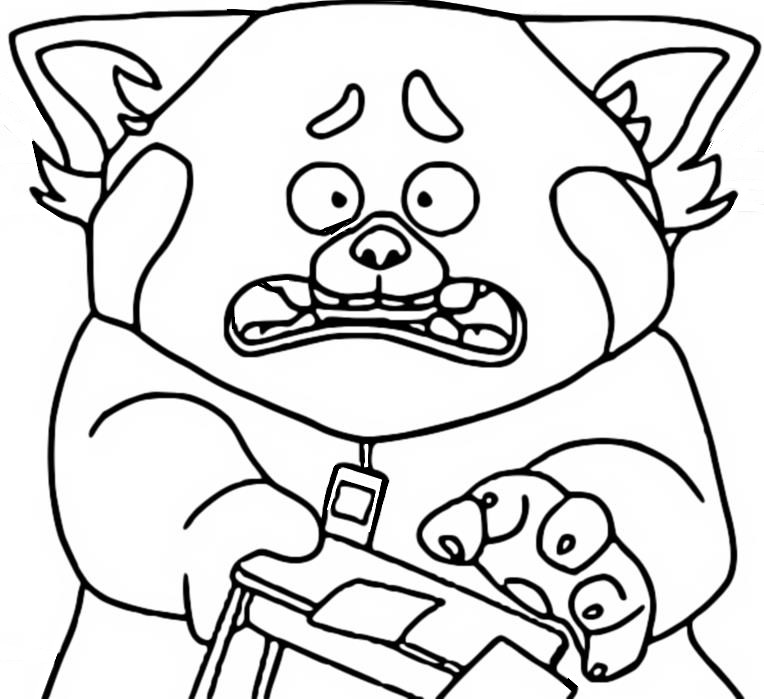 Coloring page turning red red panda