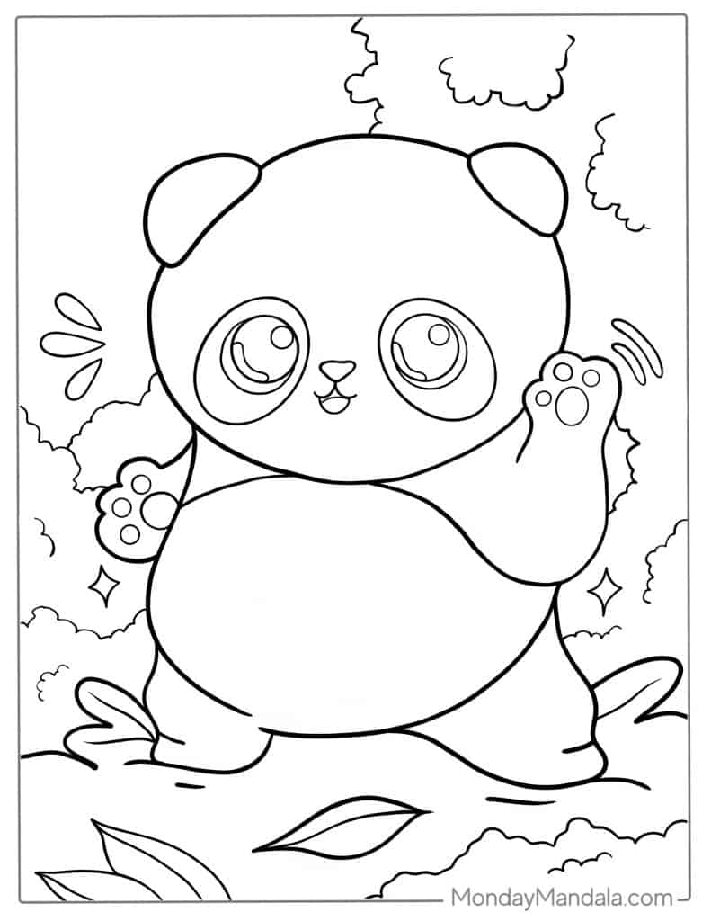 Panda coloring page free pdf printables