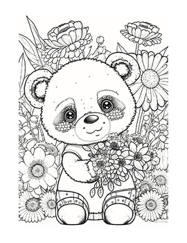 Cute baby panda coloring book for kids