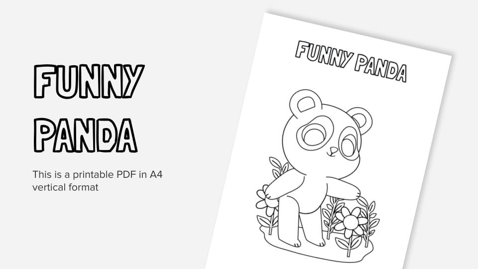 Funny panda printable coloring worksheet