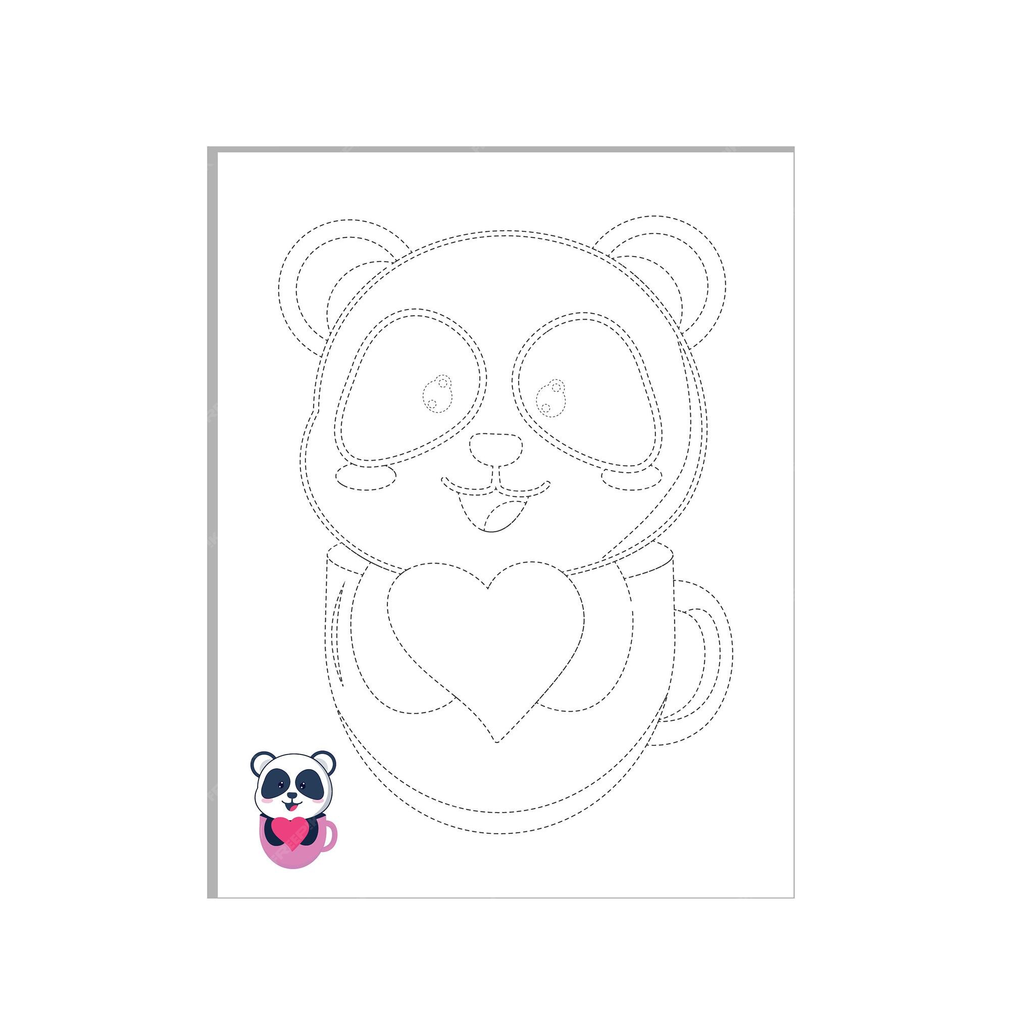 Premium vector cute panda coloring pages panda coloring pages