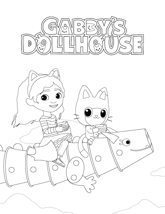 Gabbys dollhouse paper cup dragon digital download coloring sheet