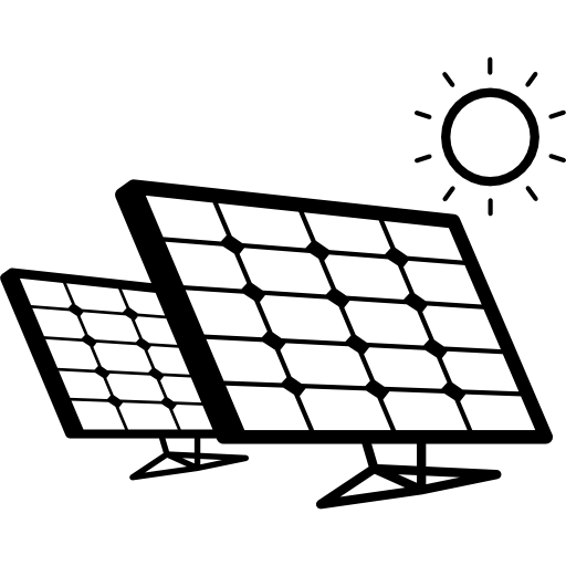 Par de panel solar en la luz del sol