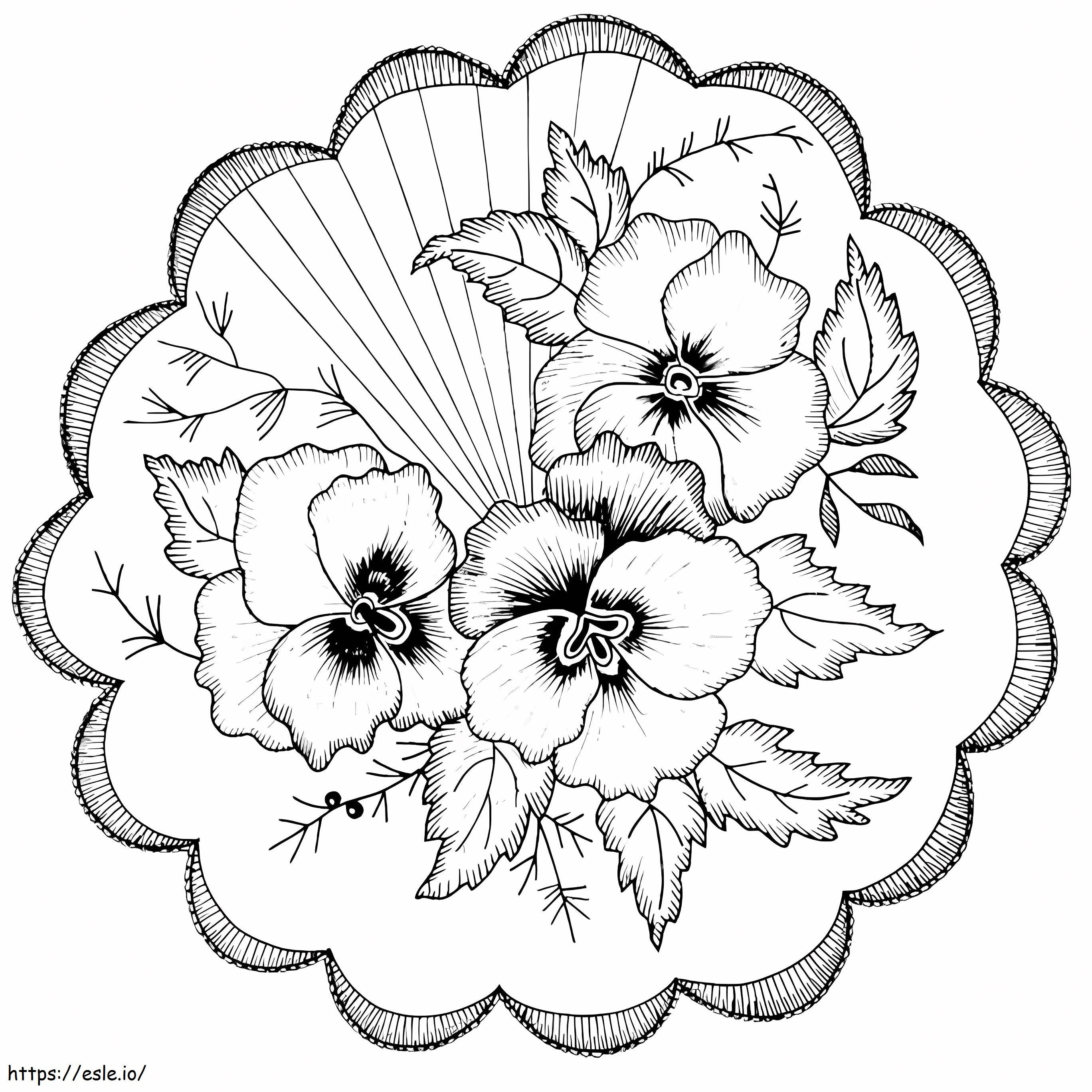 Pansy flowers coloring page