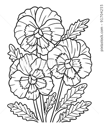 Pansy flower coloring page for adults