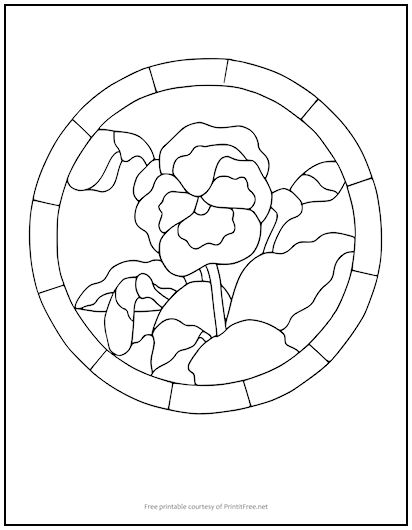 Stained glass pansy coloring page print it free