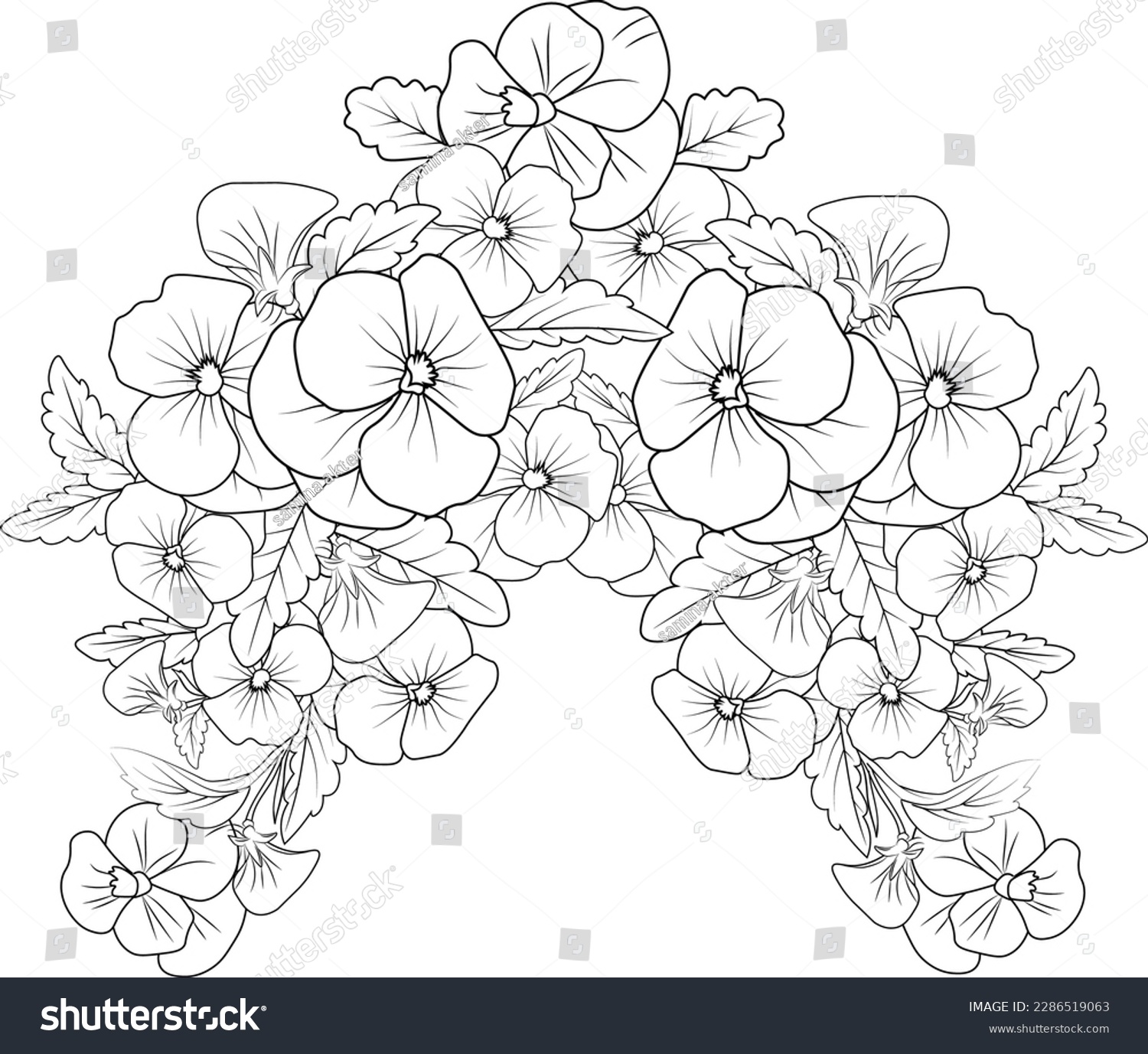 Realistic flower coloring pages illustration pansy stock vector royalty free