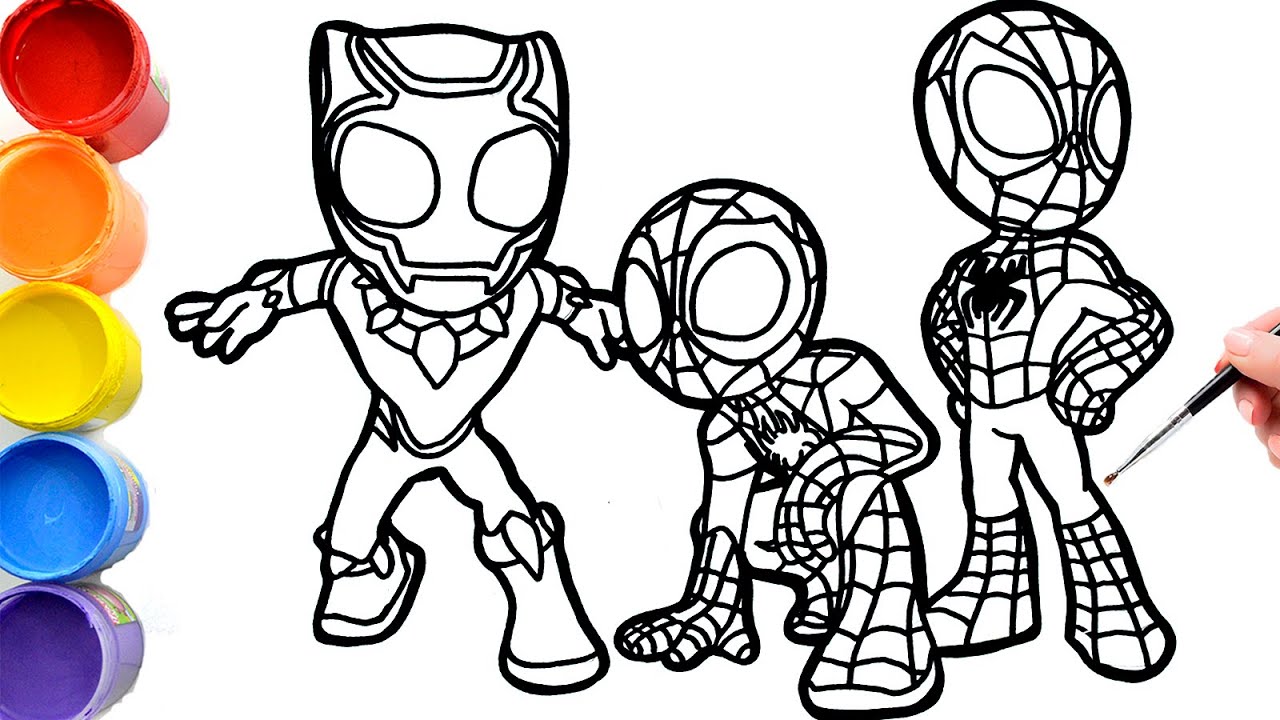 Ðð coloring marvels spidey and his amazing friends black panther