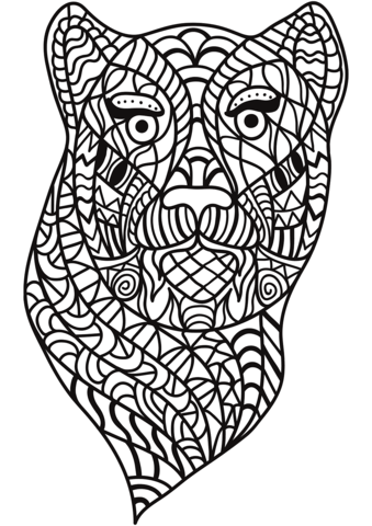 Zentangle panther head coloring page free printable coloring pages