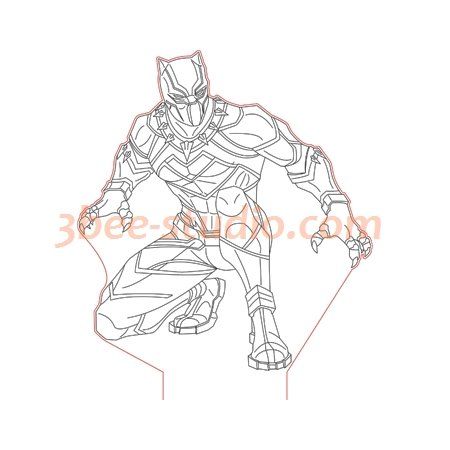 Sitting black panther d illusion lamp plan vector file