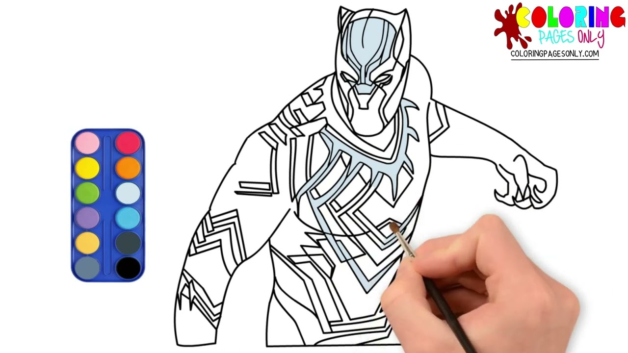 How to draw and paint black panther coloring pages for kids