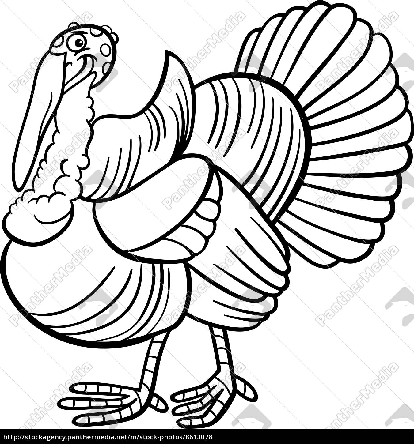 Farm turkey cartoon per libro da colorare