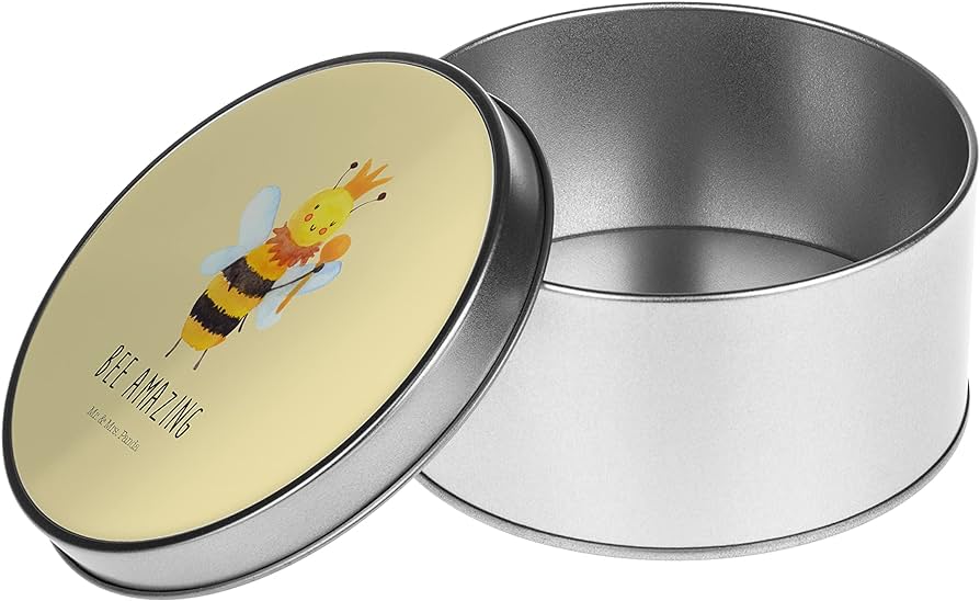 Mr mrs panda tin tin round bee king gift storage box biscuit tin metal tin wasp bumble bee home kitchen