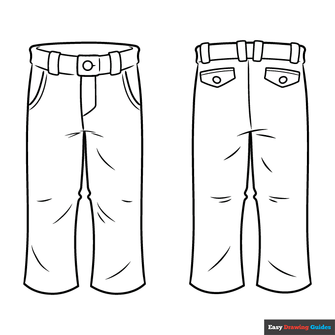 Pants coloring page easy drawing guides