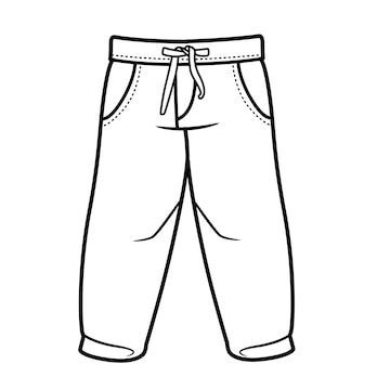 Premium vector drawstring jeans for boy outline for coloring on a white background