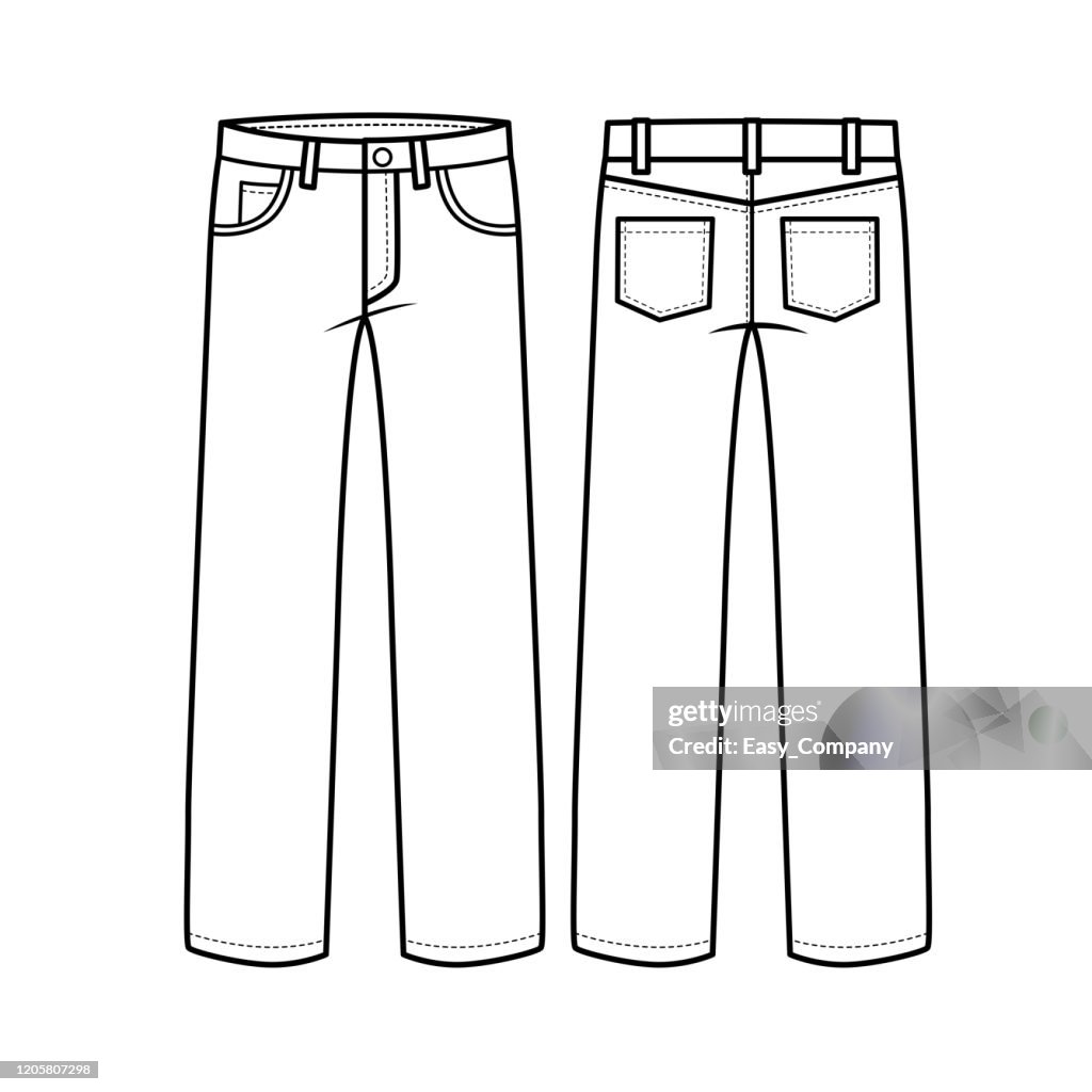 Vector illustration of pants isolated on white background for kids coloring book high