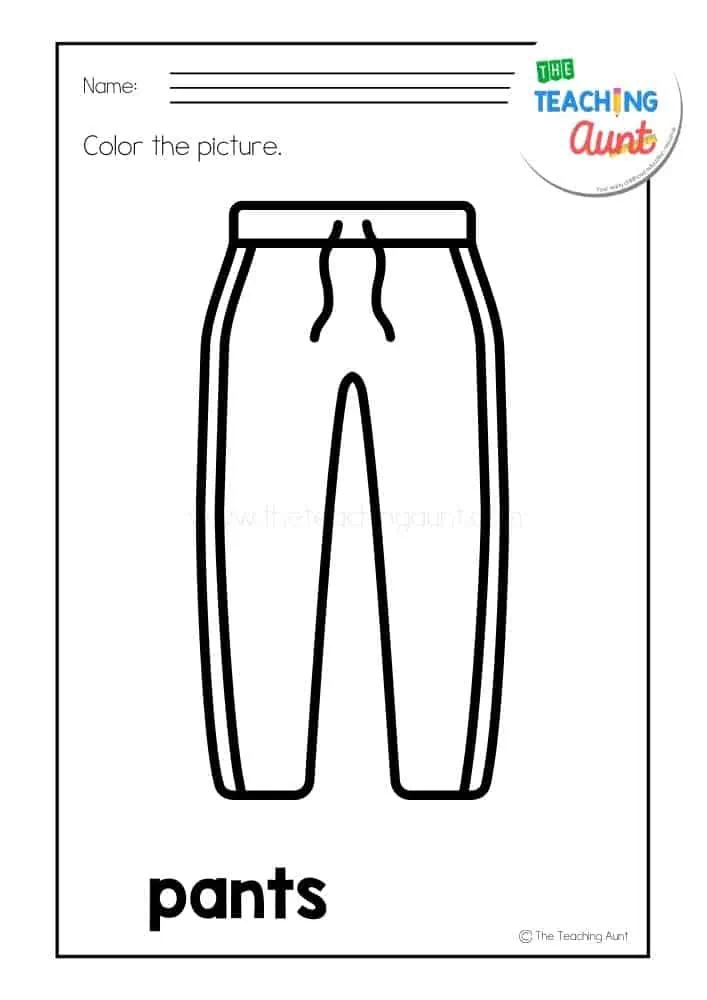 Clothing coloring pages