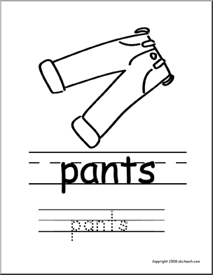 Coloring page write and color pants esl