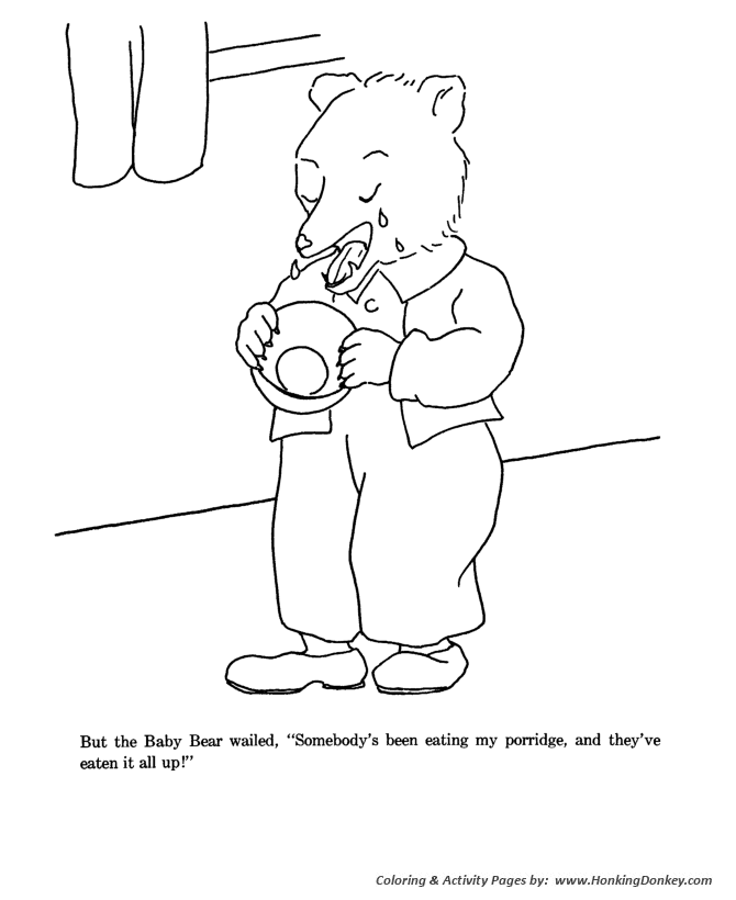 Goldilocks and the three bears coloring pages goldilocks ate baby bears porridge