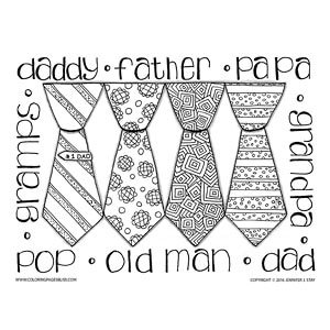 Fathers day ties coloring page