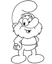 Smurfs coloring sheet with papa smurf