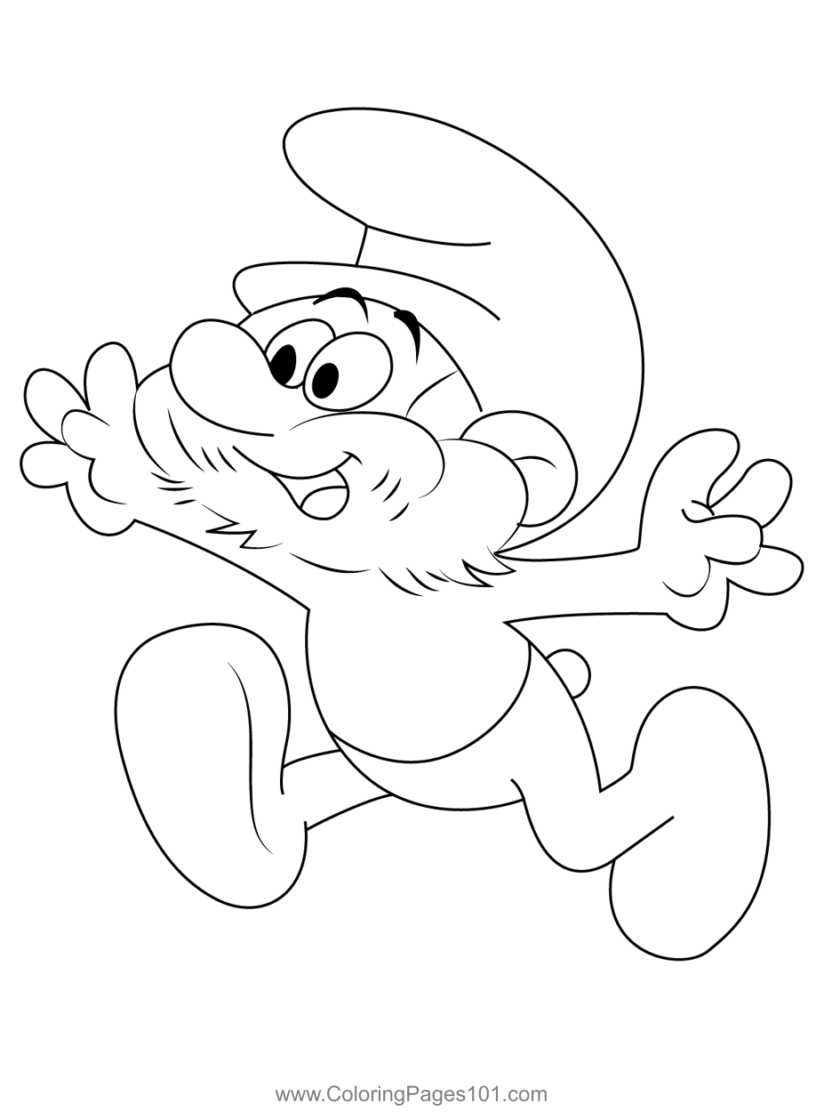 Run papa smurf coloring page for kids
